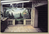 Illusionsmalerei: gemaltes Terrassenbild mit Säulen